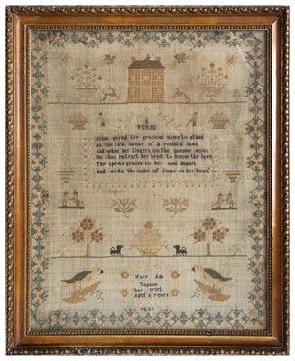Lot 2126 - A Pictorial Sampler Worked by Mary Ann Tapson,...
