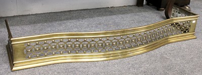 Lot 1101 - A Pierced Brass Fire Curb, 128cm by 37cm