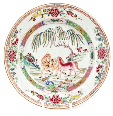 Lot 166 - ~ A Chinese Porcelain Plate, Qianlong, painted...