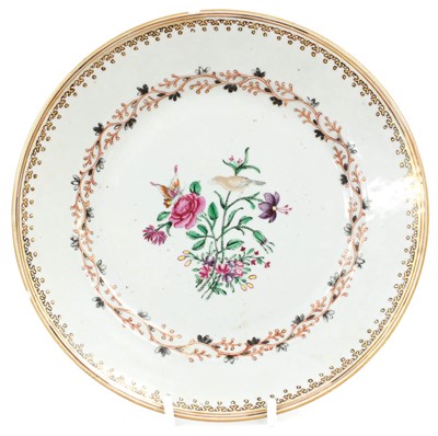 Lot 166 - ~ A Chinese Porcelain Plate, Qianlong, painted...