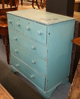 Lot 1190 - A Victorian Blue Painted Chest of Drawers,...