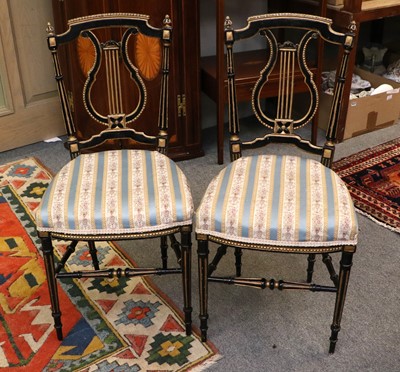 Lot 1211 - A Pair of Regency Ebonised Side Chairs, with...