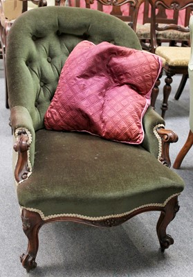 Lot 1150 - A Victorian Nursing Chair, upholstered in...