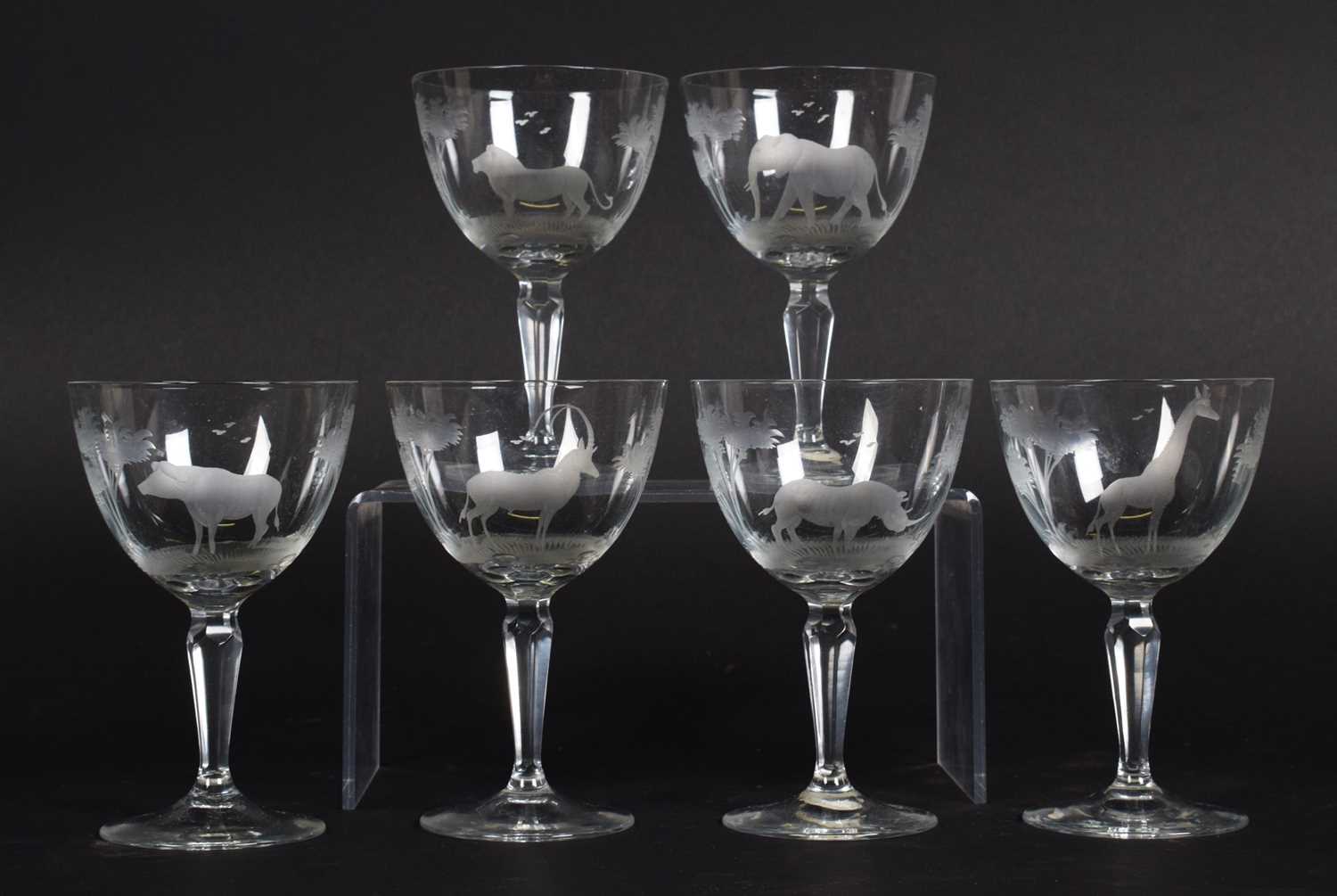 Lot 185 - Natural History: Rowland Ward Wine Glasses,...