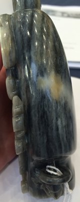 Lot 50 - ~ A Chinese Two Colour Mottled Grey Jade Vase...
