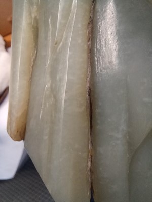 Lot 5 - ~ A Chinese Celadon Jade Inscribed “Luohan”...
