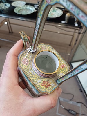 Lot 48 - ~ A Canton Enamel Wine Pot and Cover, Qing...