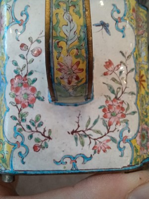Lot 48 - ~ A Canton Enamel Wine Pot and Cover, Qing...