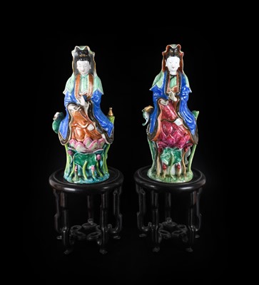 Lot 99 - A Pair of Chinese Porcelain Figures of Guanyin,...