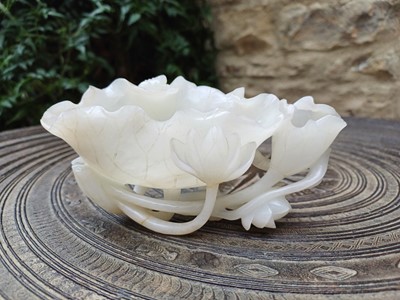 Lot 52 - ~ A Chinese White Jade Brush Washer, Qing...