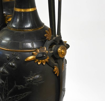 Lot 138 - ~ A Pair of Gilt and Patinated Metal Vases in...