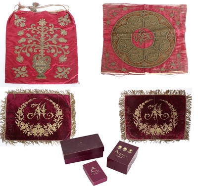 Lot 2125 - Pair of Decorative 19th Century Plum Velvet...