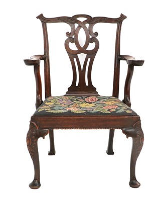 Lot 1245 - A George III Carved Mahogany Armchair, late...