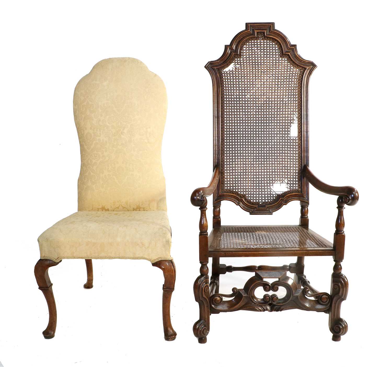 Lot 1246 - A George I Walnut High-Back Dining Chair,