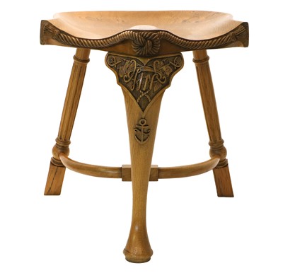 Lot 1282 - Stewart Linford Furniture: A Burr Ash Stool,...