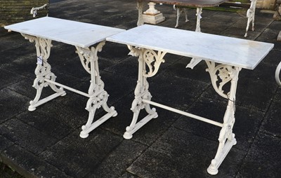 Lot 735 - A Pair of Victorian Cast Iron and Marble Top...