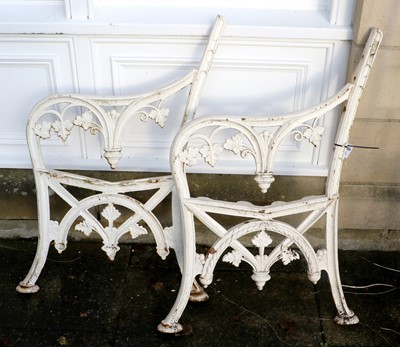 Lot 687 - A Pair of Victorian Cast Iron Garden Bench End...