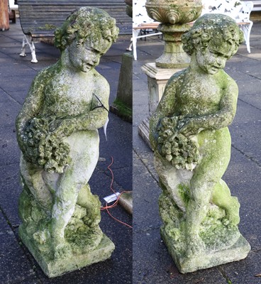 Lot 685 - A Pair of Composition/Fibrelass Garden Figures,...