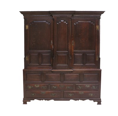 Lot 205 - A Late 18th Century Joined Oak Press Cupboard,...