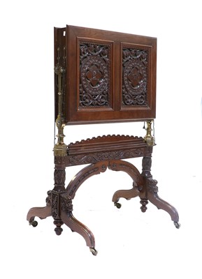 Lot 313 - A Victorian Carved Oak and Brass-Mounted...