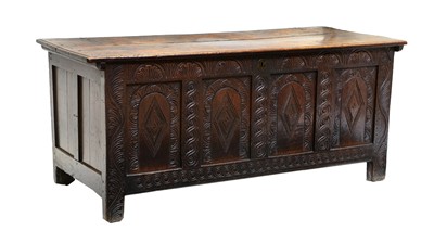 Lot 225 - A Late 17th Century Joined Oak Chest, the...