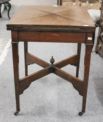 Lot 1430 - An Edwardian Oak Envelope Card Table, 59cm...