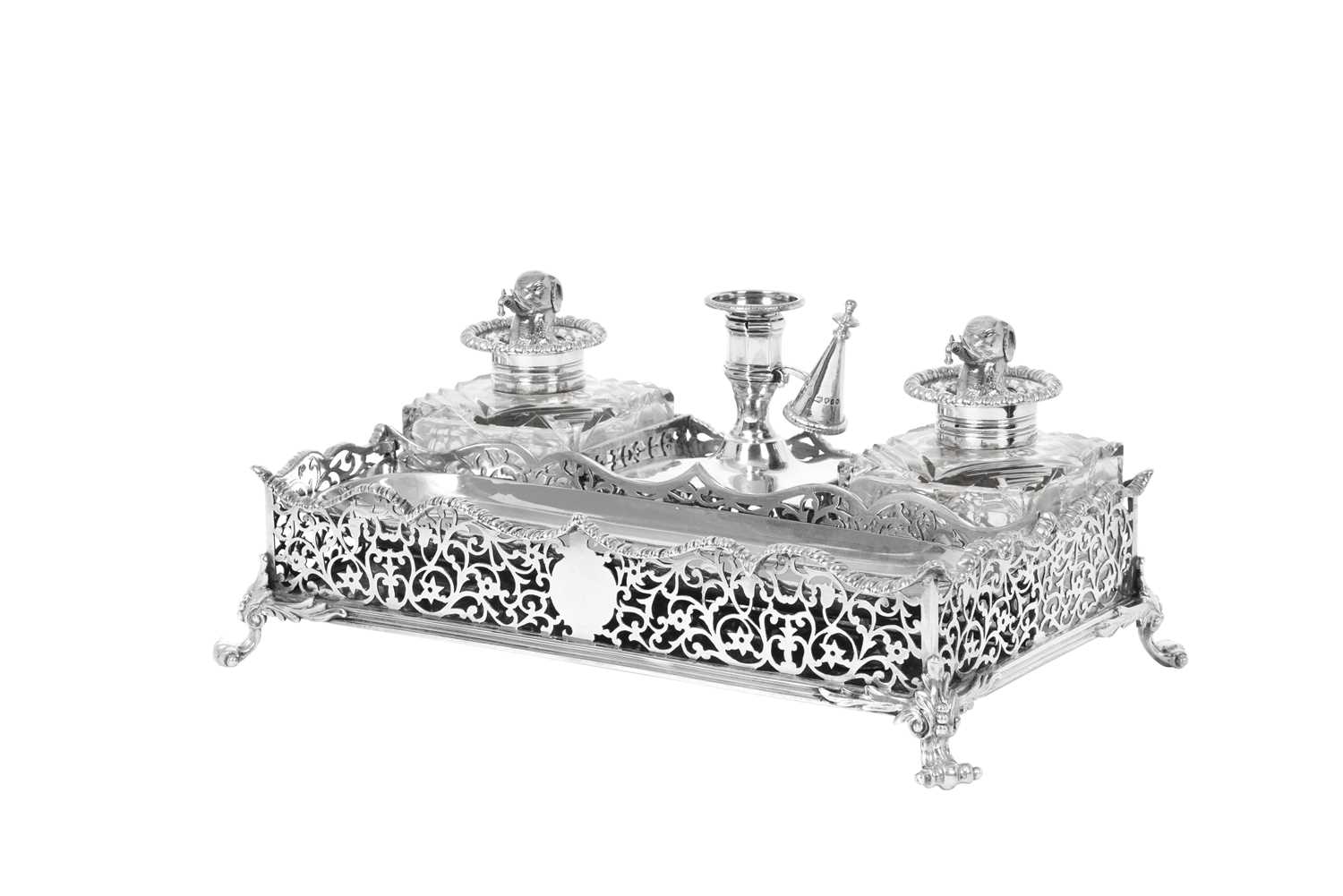 Lot 2108 - A Victorian Silver Inkstand,