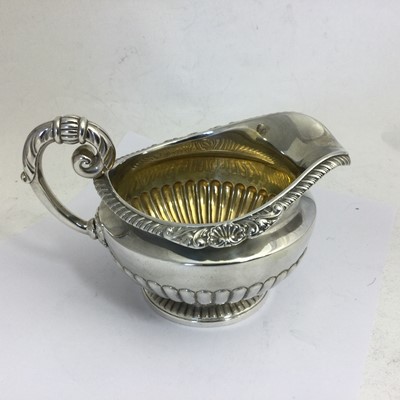 Lot 2027 - A Three-Piece George III Silver Tea-Service With an Elizabeth II Kettle, Stand and Lamp En Suite