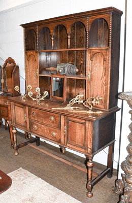 Lot 1237 - A 1920s Oak Dresser and Rack, 153cm by 56cm by...