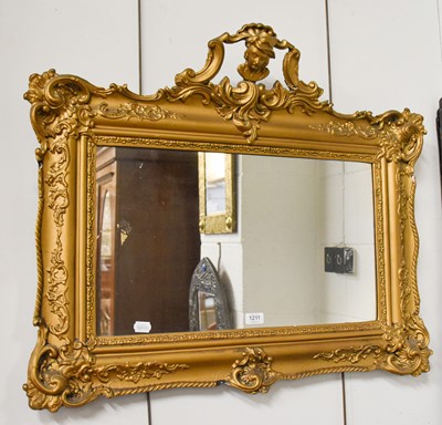 Lot 1211 - A Gilt Framed Rectangular Hanging Wall Mirror,...