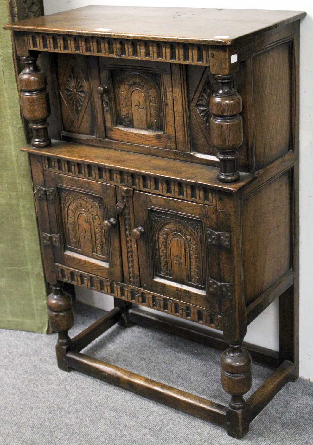 Lot 1414 A Small Reproduction Oak Court Cupboard in Lot 1414 A Small Reproduction Oak Court Cupboard in