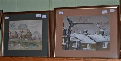 Lot 353 - Leonard O Bussey (ex.1932-1937), three watercolours of Horseforth, view from the artist's...