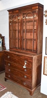 Lot 1294 - A George III Mahogany Secretaire Bookcase,...