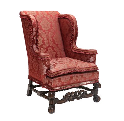 Lot 217 - A William & Mary-Style Wing-Back Armchair,...