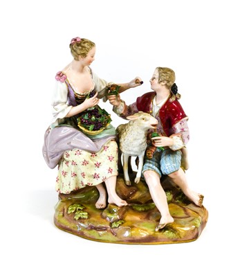 Lot 159 - A Meissen Porcelain Figure Group of a Shepherd...