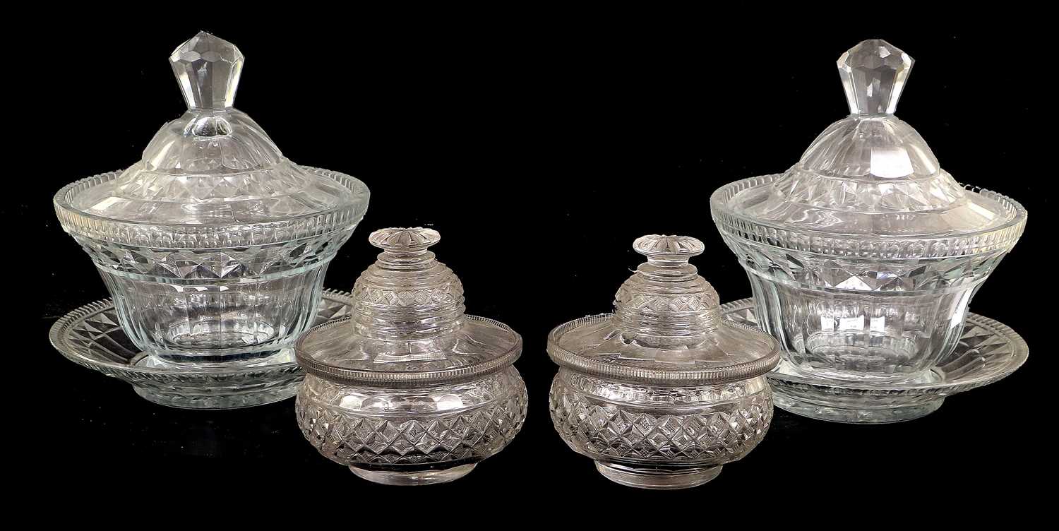 Lot 6 - A Pair of Regency Cut Glass Bowls, Covers and...