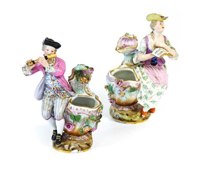 Lot 154 - A Pair of Meissen Porcelain Figural Sweetmeats,...