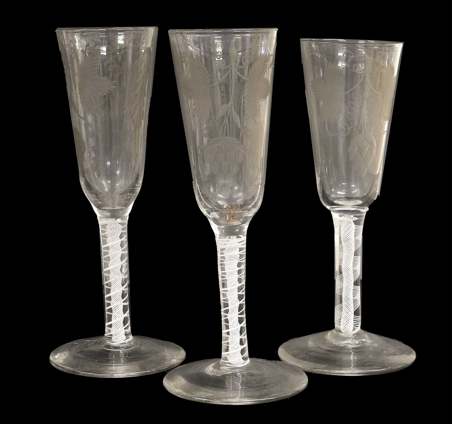 Lot 11 - An Ale Flute, circa 1760, the rounded funnel...