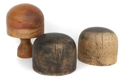 Lot 2091 - Three Wooden Millinery Hat Blocks, including a...