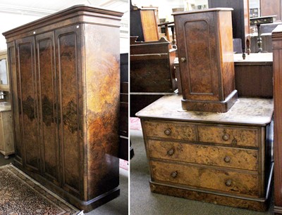 Lot 1245 - A Victorian Walnut Wardrobe, the first two...