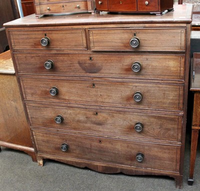 Lot 1265 - A Regency Mahogany and Ebony Strung Chest of...