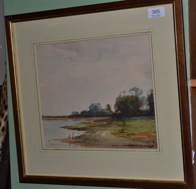 Lot 365 - Kershaw Schofield (1872-1941) View of a river landscape, signed, watercolour