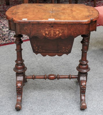 Lot 1401 - A Victorian Inlaid Walnut Work Table, 63cm by...