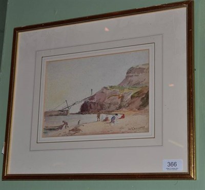 Lot 366 - W Greaves, Figures on a beach, signed, watercolour