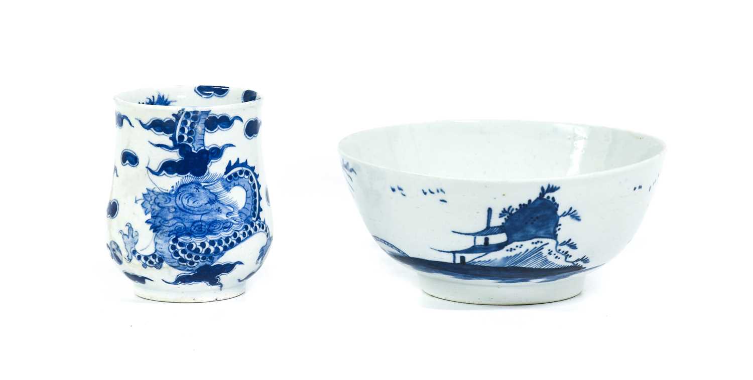 Lot 23 - A Bow Porcelain Mug, circa 1755, of baluster...