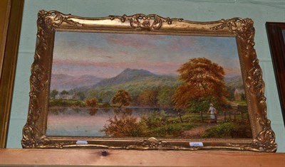 Lot 368 - O Clark, a mountainous landscape with a lake, framed oil on canvas