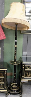 Lot 1262 - A Black Lacquer Chinoiserie Decorated Standard...