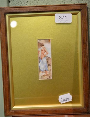 Lot 371 - A William Russell Flint style small framed watercolour of a nude