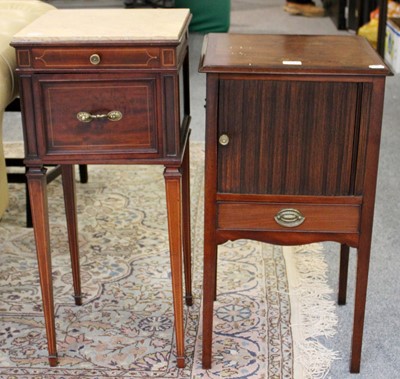 Lot 1037 - An Edwardian Inlaid Mahogany Marble Topped...