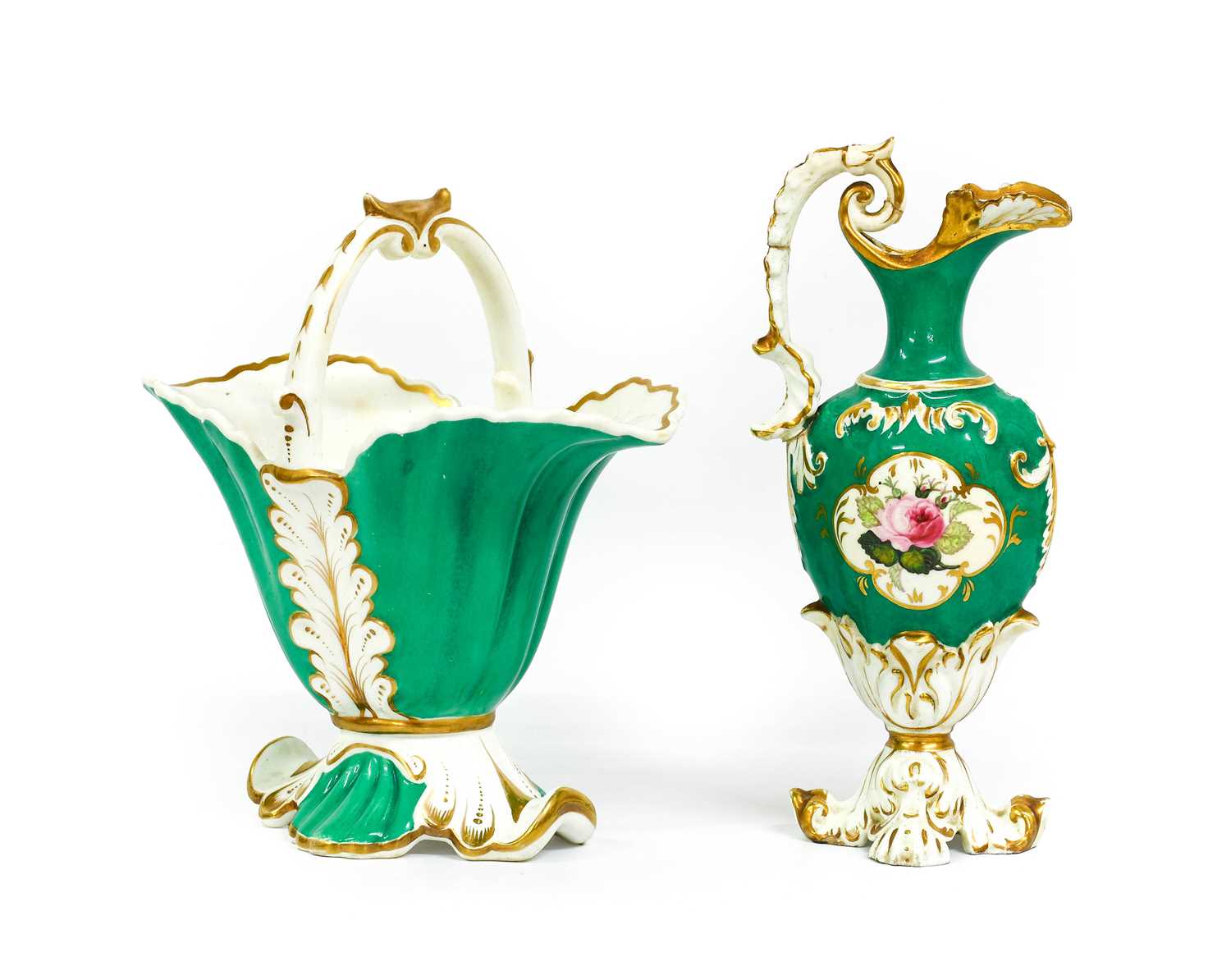 Lot 82 - A Rockingham Porcelain Helmet Shaped Basket,...